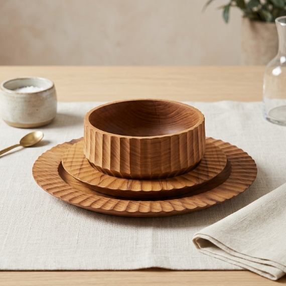 A Set of Serrated Plates and Bowls
